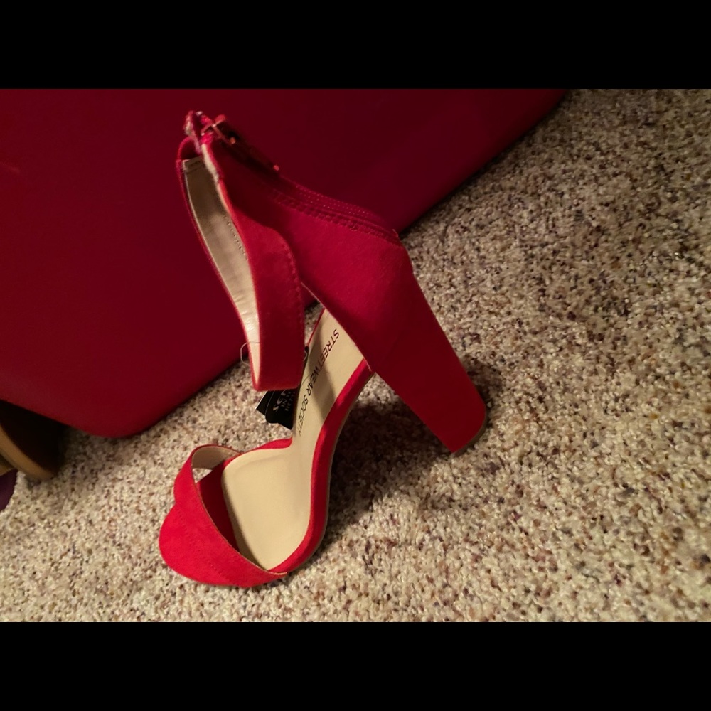 Red block heels